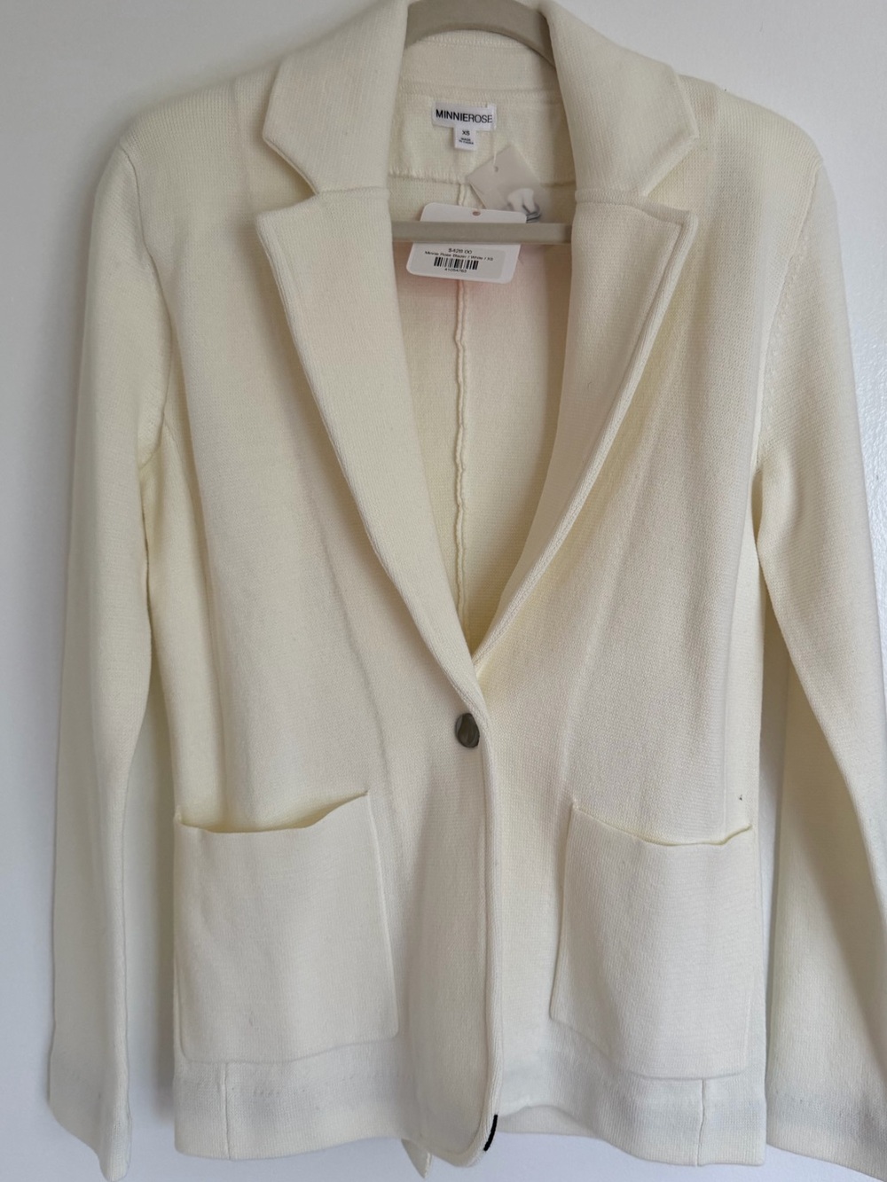 NWT Minnie Rose Cotton Blend Fitted Blazer White XS